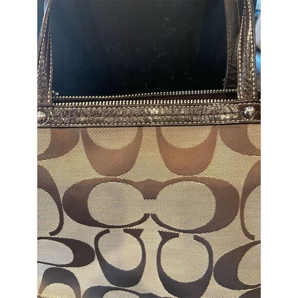 Coach Signature Brown Tote Bag Medium Women's Spacious Interior - Picture 6 of 16